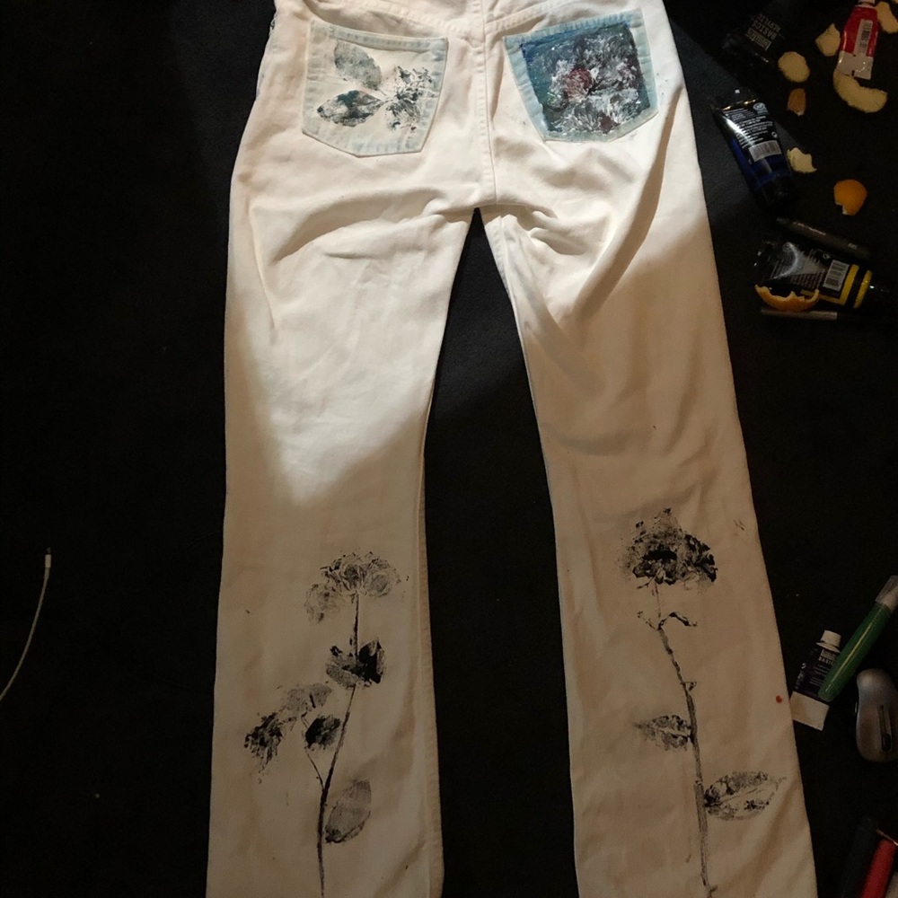 Hand painted white tommy jeans
